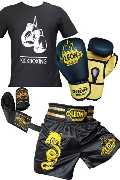 By Leon 1982 Kickboks,boks,thai Eldiveni Tişört,şort 3,5 Metre Bandaj Seti