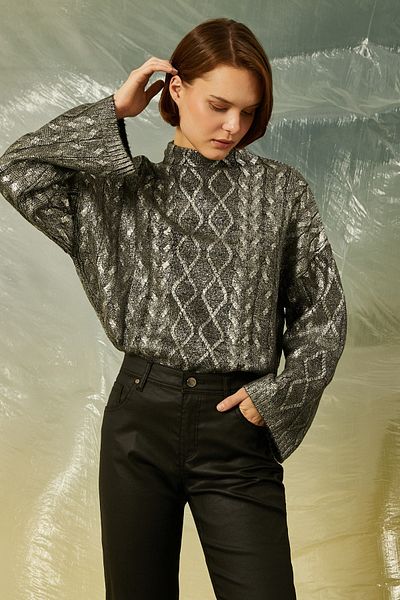 Koton Women's Anthracite Sweater 3WAK90290HT