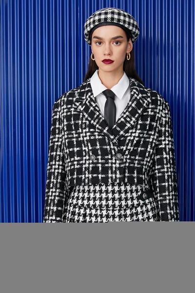 Koton Dámská černá kostkovaná bunda 3WAK50231UW