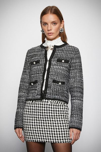 Koton Women's Black Plaid Cardigan 3WAK90307HT