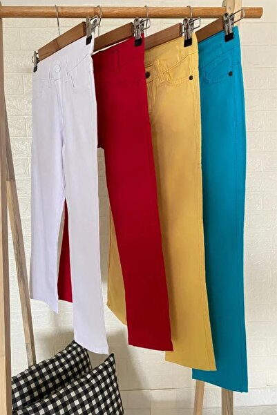 MELEK BEBE BUTİK Beyaz Likralı Keten Unisex 23 Nisan Çocuk Pantolon Gösteri Kostüm