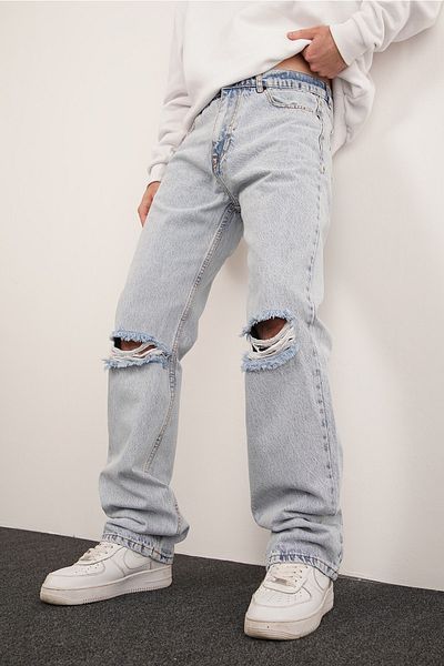 DİFRANSEL Knee Ripped Detail Baggy Jeans