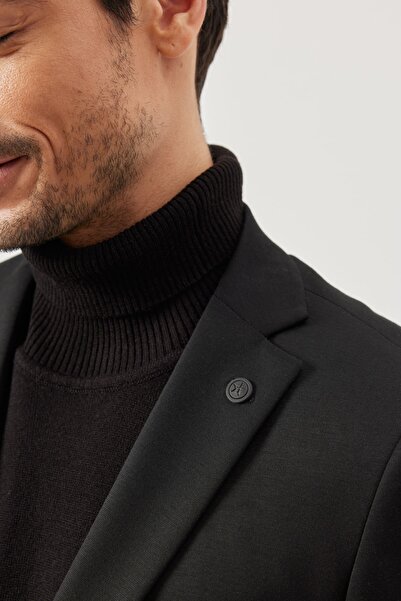 ALTINYILDIZ CLASSICS Erkek Siyah Slim Fit Dar Kesim Mono Yaka Siyah Takım Elbise