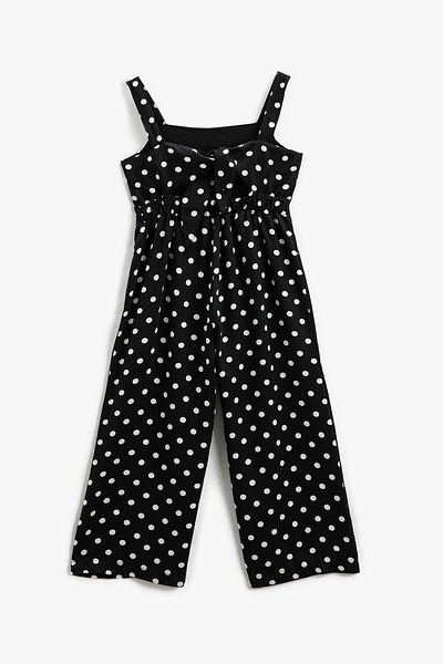 Koton Girl's Strappy Wide Leg Polka Dot Jumpsuit with Front Tie 3skg40016aw