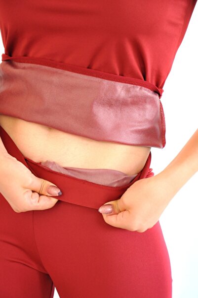 bayansepeti Women's Polymer Coated Fat Burning Providing Sweating Burgundy Sauna Thermal One Piece Short Tights