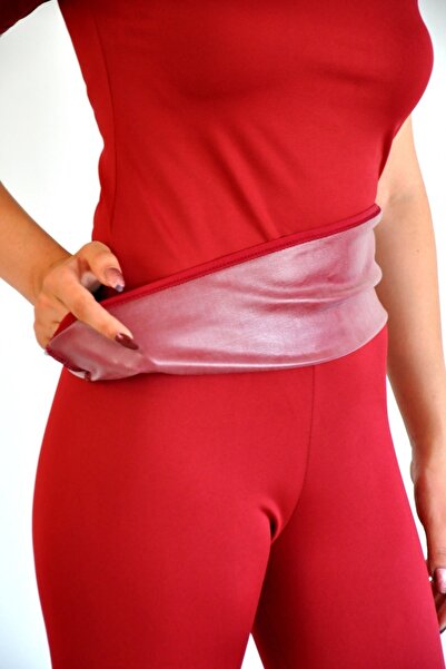 bayansepeti Women's Polymer Coated Fat Burning Providing Sweating Burgundy Sauna Thermal One Piece T-shirt