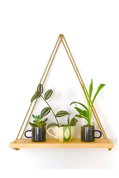 Ahtek Natural Wood Rope Shelf Bookcase