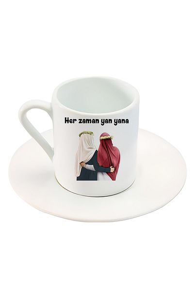 GünayStore Always Side by Side Friendship Turkish Coffee Cup Set of 2