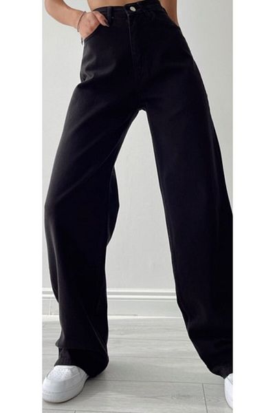 Trn JNS Pantaloni negri din denim cu talie super înaltă pentru femei Jakarta Lycra
