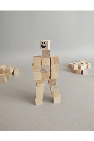 Südor Store Wooden Cube Blocks 2 Cm - 100 Pieces - Natural Wooden Cube