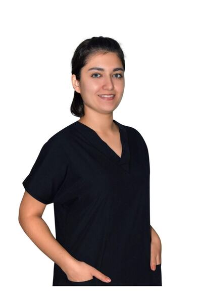 Nur Medikal Giyim أسود ممرضة طبيب مستشفى جراحي رمادي تيروتون قميص واحد