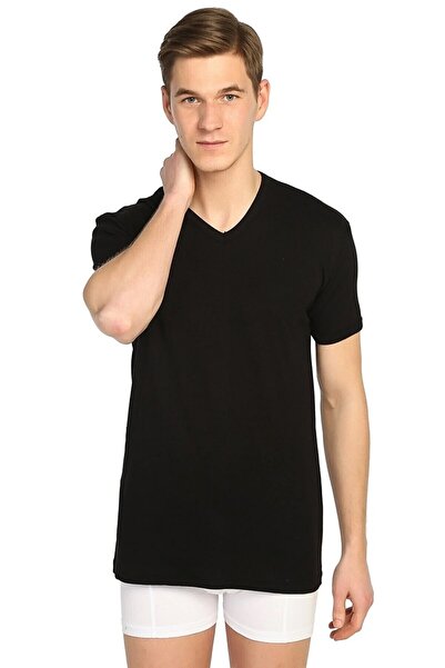 Tutku V-Neck Rib Cotton Undershirt - Economical Pack of 12 0107