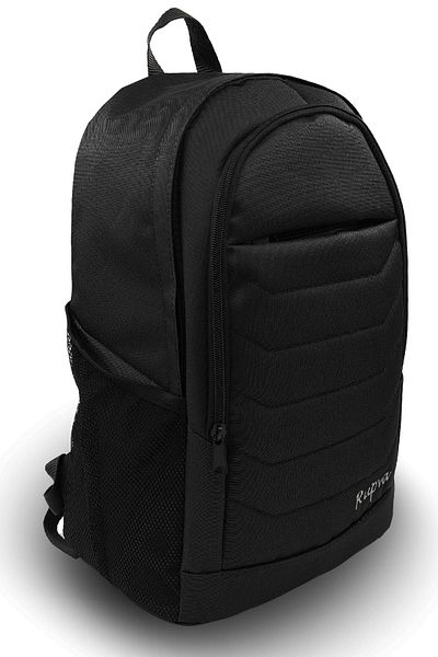Rupva Unisex Men's Women's 3 Compartment School Backpack with Side Pockets Black