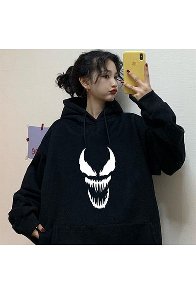 Touz Φούτερ EYSA FASHION - Touz Gothic Punisher Μαύρη κουκούλα