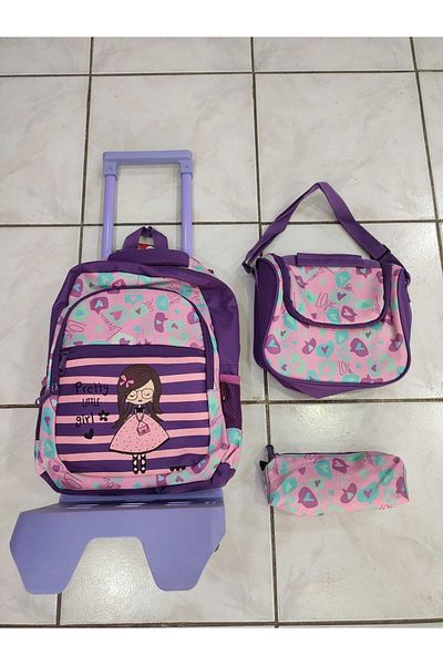 ASTRAL Pretty Patterned Triple School Bag with Removable Squeegee