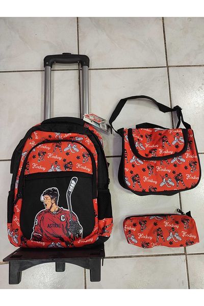 ASTRAL Hockey Patterned Triple School Bag with Removable Squeegee