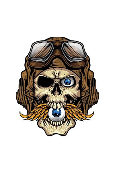 MegaSticker دراجة نارية على شكل جمجمة طيار، كمبيوتر محمول، خوذة، ملصق سيارة م...