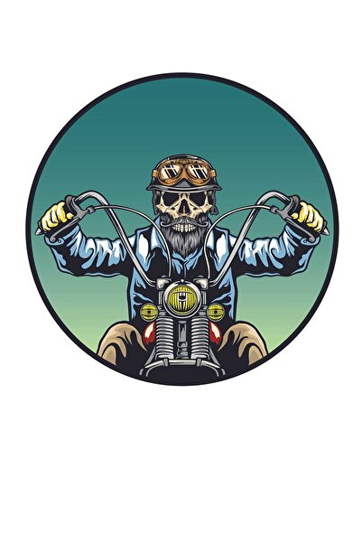 MegaSticker جمجمة دراجة نارية مقاس 13 × 13 سم، كمبيوتر محمول، خوذة، ملصق سيارة