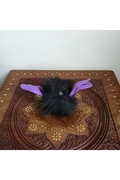DAKIN TOYS Plush Black Thin Long Furry Single Eyed Glass Sticking Microbe Toy with Six Suction Cups Made in Korea