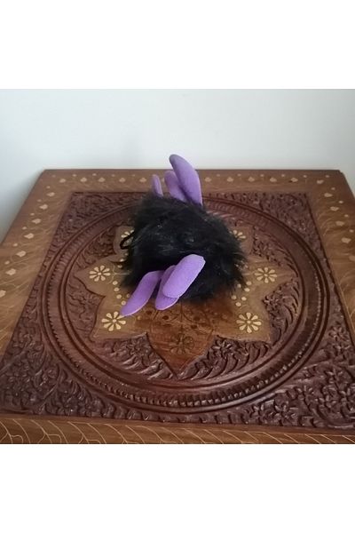DAKIN TOYS Plush Black Thin Long Furry Single Eyed Glass Sticking Microbe Toy with Six Suction Cups Made in Korea