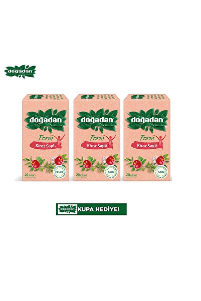 Doğadan Form Bitki Çayı Kiraz Saplı 20'li X 3 Adet ( Bardak Hediyeli)