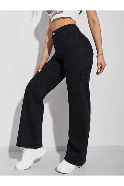 Trn JNS Bella Black Colorfast Loose Wide Leg Pantaloni largi pentru ridicarea picioarelor