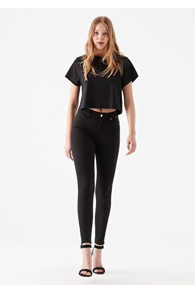 Livik Black High Waist Slim Skinny Slim Leg Colorfast Jeans Trousers