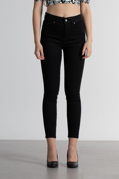 Livik Golinga Black High Waist Slim Fit Skinny Skinny Leg Colorfast Jeans Trousers