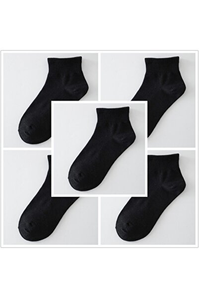 çorapmanya 5 Çift Siyah Beyaz Yarım Konç Kadın Çorap