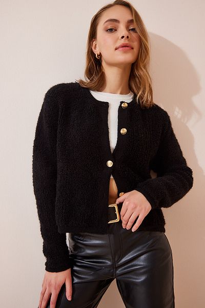 Happiness İstanbul Strickjacke - Schwarz - Regular Fit