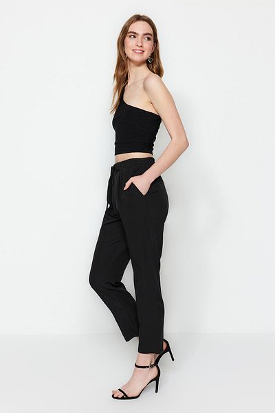 Trendyol Collection Black Lacing Detail Jogger Narrow Leg Woven Fabric Trousers Twoss23Pl00226
