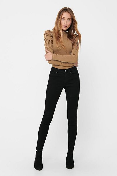 Trn JNS Markine Pantaloni negri cu talie înaltă, slim-fit, cu picior slăbănog, blugi color-fast