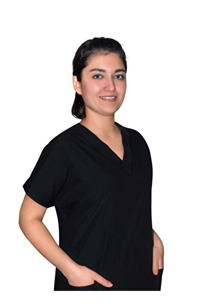 Nur Medikal Giyim Unisex crni dres od terikotonske tkanine, jednostruki gornj...