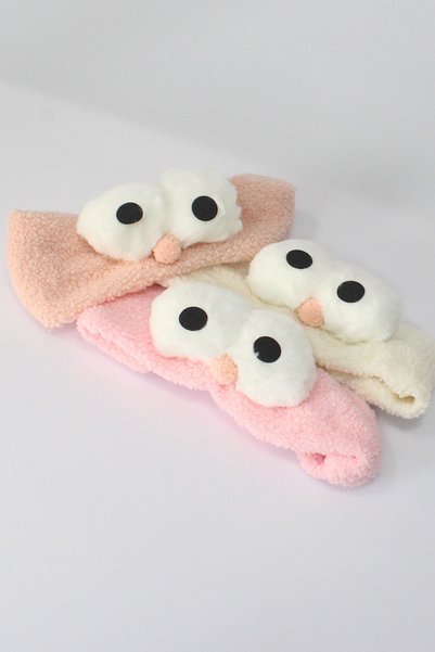 Toyaş Owl Plush Bandana Makeup Spa Hair Band Dusty Rose