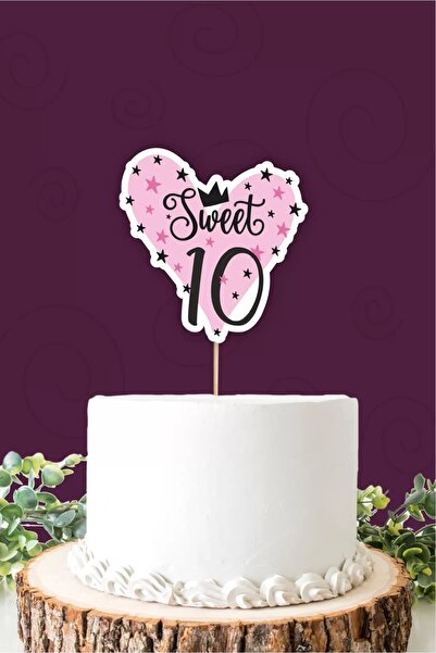 neşeli günlerim Slatki 10 roze-crni ukras za tortu *debeli papir