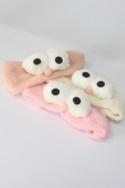 Toyaş Owl Plush Bandana Makeup Spa Hair Band Pink