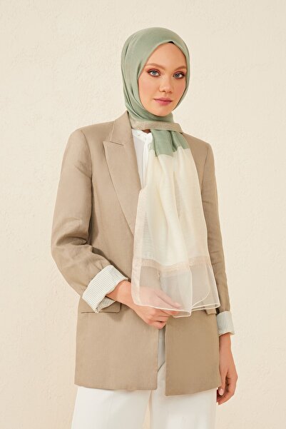 ARMANDA Çift Renkli Şal - Çağla Yeşili-ekru