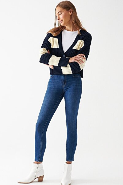 Trn JNS Canilas A.c.a.i.p - Жіночі сині джинси з високою талією та еластичним матеріалом