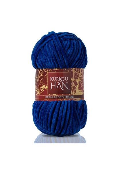 Kürkçü Han Kadife Ip Saks Mavi 100gr 95m El Örgü Ipi Khkad13