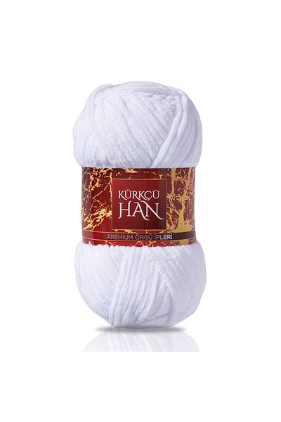 Kürkçü Han Velvet Yarn White 100gr 95m Πλεκτό Χέρι Σχοινί Khkad06