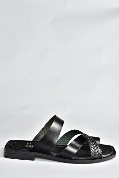 Fox Shoes Μαύρες Γυναικείες Παντόφλες Καθημερινές Γνήσιο Δέρμα P291039603