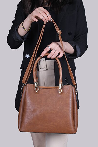 By Hakan Jn-039 Wallet Combination Women's Handbag and Shoulder Bag Brown