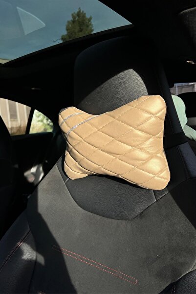 TASARIM ARABAM ATİKE ELİF AKIN Pernă pentru gât din piele matlasată crem, cu ...