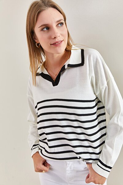 Bianco Lucci Buntes, gestreiftes Poloshirt für Damen