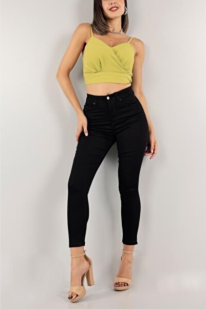 Ramrod Дамски черни дънки с тесни крака Isrete, дънкови панталони с плътни цв...