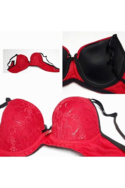 ÇEÇEN HOME Crveni nešumovani i šumovani Čipka paket ženskih push-up grudnjaka