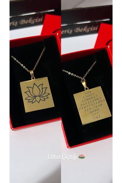 Alışveriş Bekçisi Lotus Flower Square Steel Plate Necklace