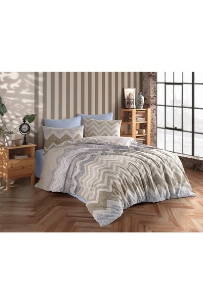 Şahinhome Teenager's Room and Children's Room Gray Cream Zigzag Single Duvet ...