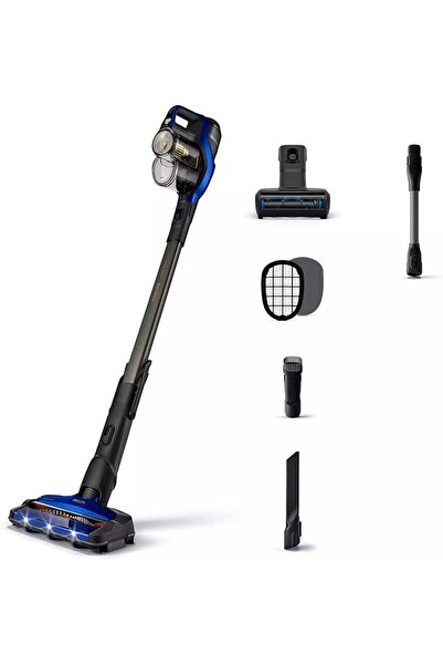 Philips Şarjlı Dik Süpürge, 70 Dk'ya Kadar Çalışma Süresi, Lacivert , 360° Em...