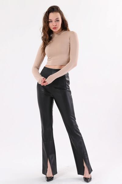 LAENT Κρεμ μακρυμάνικη μπλούζα με γιακά